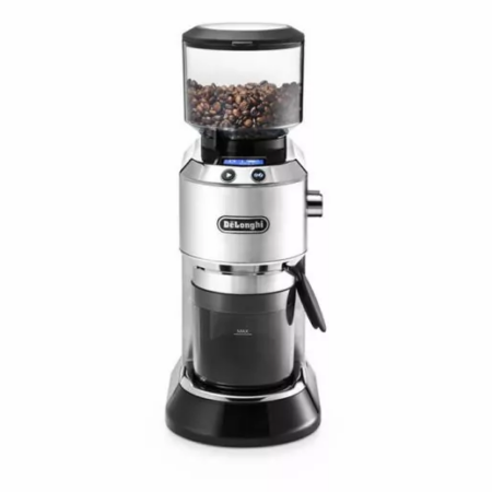 De'Longhi Dedica Pump Style Coffee Grinder With Large Bean Hoper , Burr Grinding System 14 Cups Capacity , KG521.M , Metalic