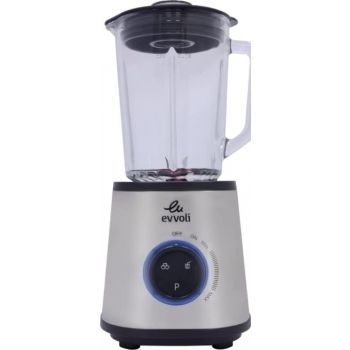 Evvoli Blender 1.5 liters with Glass Jar High Power Premium, Ice Crusher, 1500W, Smart Program Selection Stainless Steel - EVKA-BL15SB