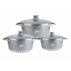 JIO Cookware Granite 3 Pcs  Ml (20 cm, 24 cm, 28 cm), Black