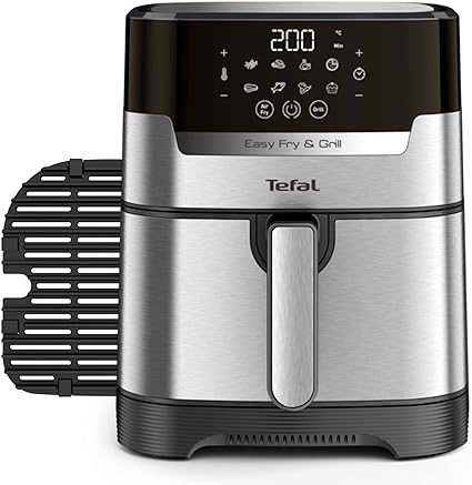 Tefal Easy Fry Precision+ 2-in-1 Digital Air Fryer and Grill 4.2L Capacity 8 Programs inc Dehydrator Stainless Steel EY505D, 1550W