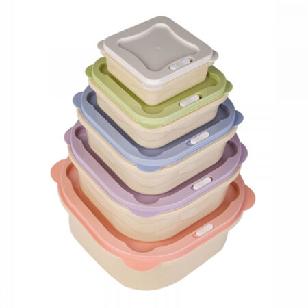 Nadstar1 Square Food Container 230ML, 620ML, 1250ML, 2.1L & 3.5L Rainbow Color Multipurpose Storage Box BPA-Free Plastic JC2165-5