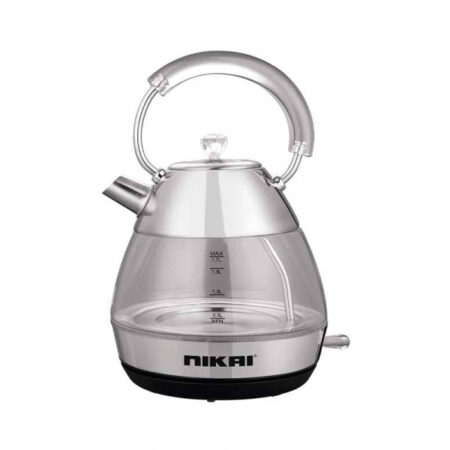 Nikai Kettle Glass Body 1.7L 2200W Strix Control Boil Dry Protection Auto Shut Pyramid Design NK1310G