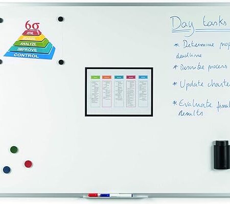 Boards Magnetic Whiteboard, Lacquered Steel, Aluminium Frame, 90 x 60 cm,