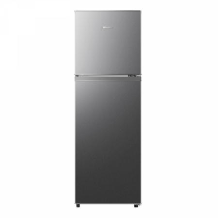 Hisense Refrigerator 154L Double Door, Top Freezer, Energy Class A, LED Lighting, Reversible Door, Tempered Glass, Titanium Silver H225TT