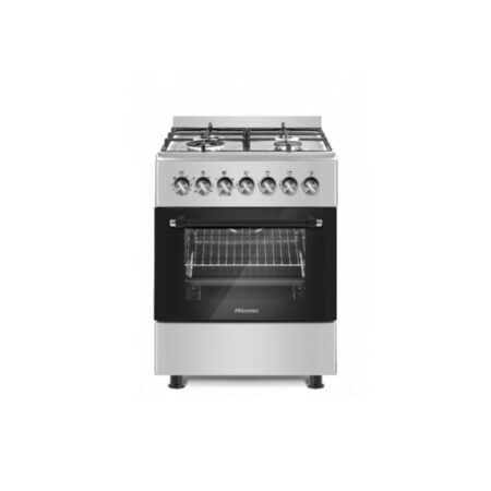 Hisense Cooker Free Standing 60 x 60cm 3 Gas Burners, 1 Electric Burner, Electric Oven, Glass Lid, Silver HF631GEES