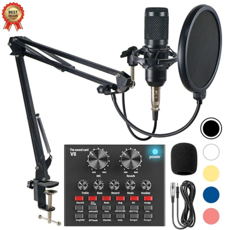 Professional Microfono USB Studio Recording Condenser Mic With V8 Sound Card - BM800