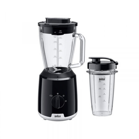 Braun Blender 2L 600w PowerBlend Triangular Glass Jug, 2 Speed, Ice Crushing Function, Includes Smoothie2Go Bottle, JB101AI