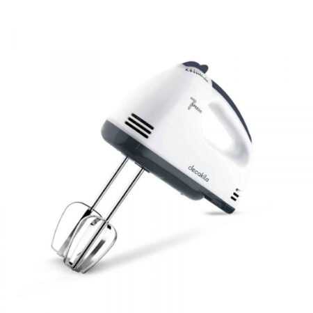 Decakila Hand Mixer 120W 7 Speed White Steel Beaters & Hook KEMX016W