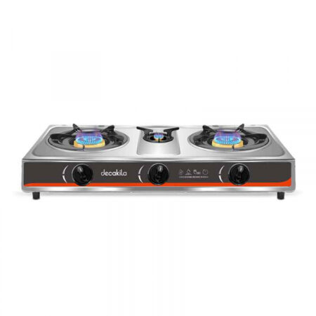 Decakila Gas Cooker 3 Burner 3.2kW x 2 + 0.7kW Auto Ignition Stainless Steel KMGS014M