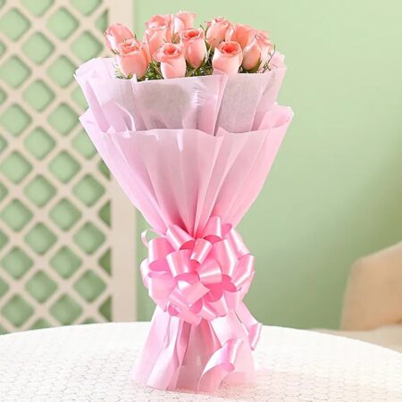 Endearing 12 Pink Roses Bouquet