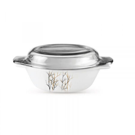 La Opala Casserole Med + Lid Flowered Golden Fall Ivory 0665