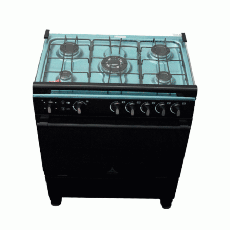 Delta Gas Cookers 80x55cm Gas Oven & Grill 5 Gas Burner Black Silver Steel DGC50B