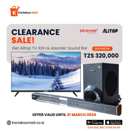 CLEARANCE SALE, Alitop Tv 32inch Frameless and Aborder sound Bar