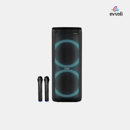 Evvoli party speaker Bluetooth, Two Wireless MIC Colorful LED dazzled lights 80W PT80B