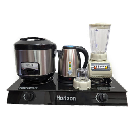 Horizon Gas Stove 2plate OSH-30,Zunnë Rice Cooker 1.8L -ZRC02, Aborder blender 2 in 1 8L BL-1302 and Aborder kettle