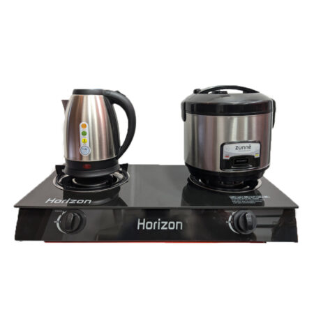 Horizon Gas Stove 2plate OSH-30,Zunnë Rice Cooker 1.8L  ZRC02 and Aborder Kettle  1.8L, KT-1707