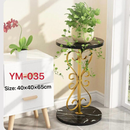 Elegant Iron Plant Stand Modern Plant Table with Wood Table Top: YM-035