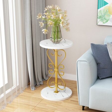 Elegant Round Pedestal Plant Table with Wood Table Top  YM-035