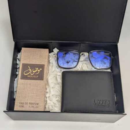 Mousuf perfume, Glasses and levi's wallet set for men