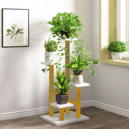 4-Layer Metal Plant Stand, Multilayer Flower Pot Display for Indoor and Outdoor Display: F-4