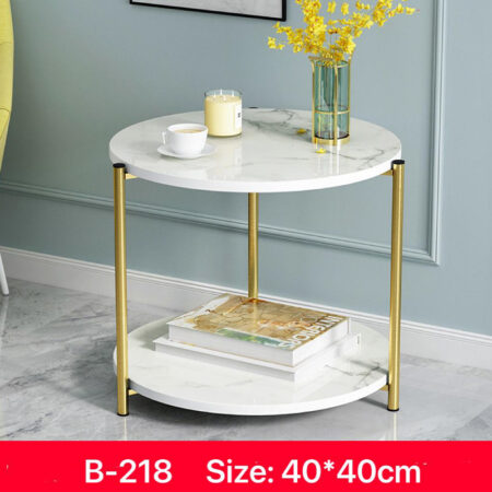 Coffee Table Round Side Table Metal  Bedside Small Table  (Color Bianco,  White) B218