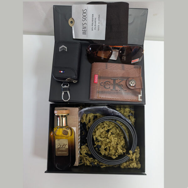 Mousuf perfume, Glass,socks,wallet,keylock and Belt set for men