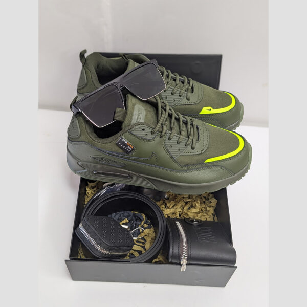 Airmax shoes, Glass, keybag wallet and Belt set for men